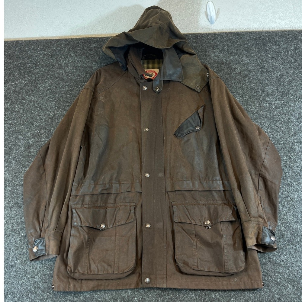 The Australian Outback Collection Brown Oilskin Waxed Cotton Jacket Hooded 9100